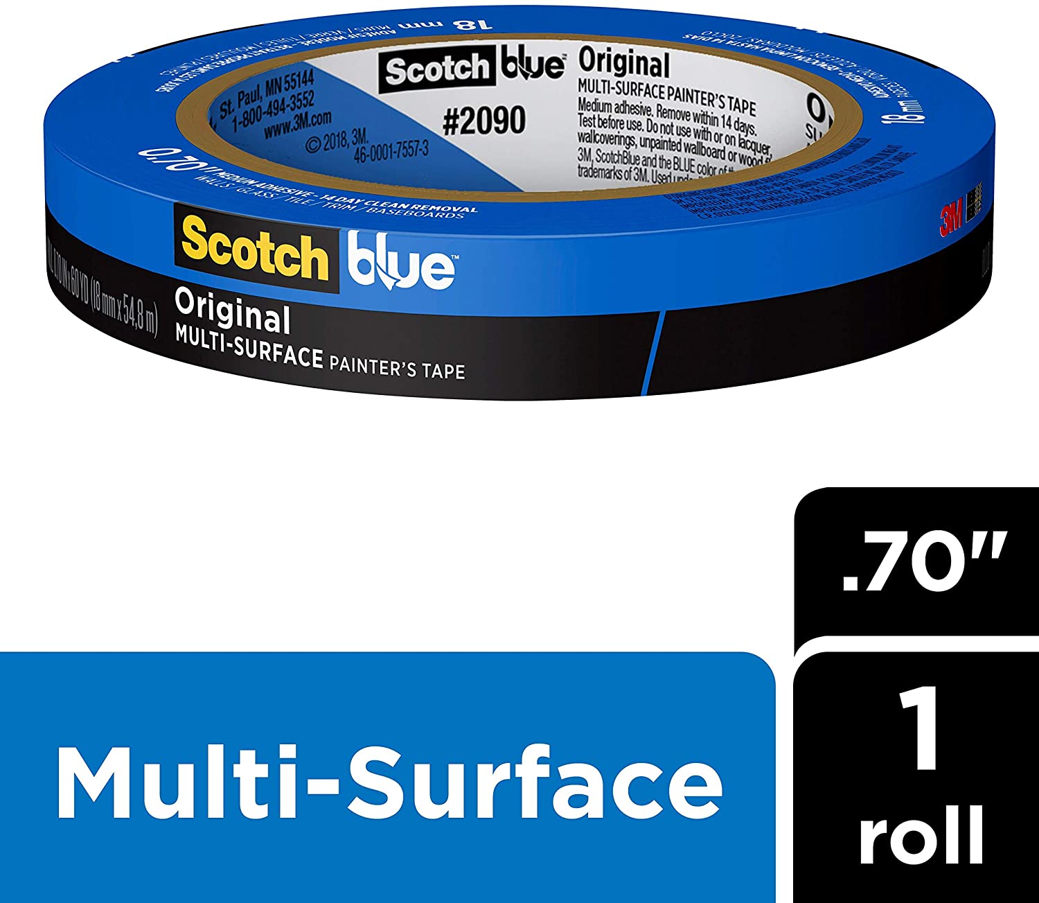 ScotchBlue Original Multi-Surface Painter's Tape, 0.70 inch x 60 