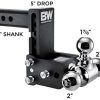 B&W Trailer Hitches Tow & Stow - Fits 2" Receiver, Tri-Ball (1-7/8" x 2" x 2-5/16"), 5" Drop, 10,000 GTW - TS10048B - Image 2